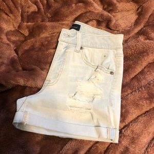light wash denim shorts
